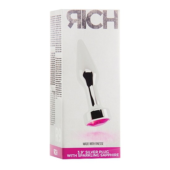 TAPON anal RICH TAPÓN ANAL PLATA 10 CM CON ZAFIRO ROSA Dilatadores