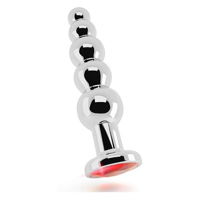 RICH TAPÓN ANAL PLATA 12,5 CM CON ZAFIRO ROJO