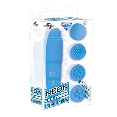 MINI MASAJEADOR CON CABEZALES NEON AZUL