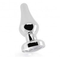 Dilatador anal plata 11,4 cm con zafiro blanco