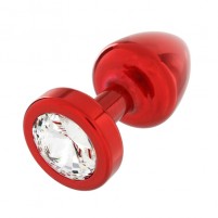 PLUG ROJO DE ACERO INOXIDABLE CON CRISTAL DE 25 MM